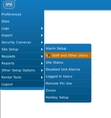 Menu - staff and other users. 